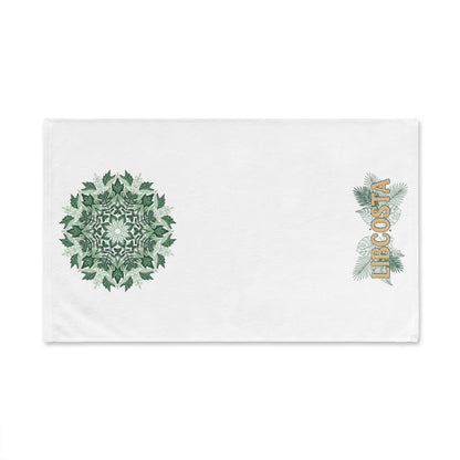 Botanical Mandala Hand Towel — Green Leaf Floral Design with “LIBCOSTA” Accent