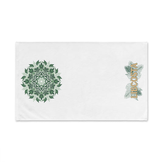 Botanical Mandala Hand Towel — Green Leaf Floral Design with “LIBCOSTA” Accent
