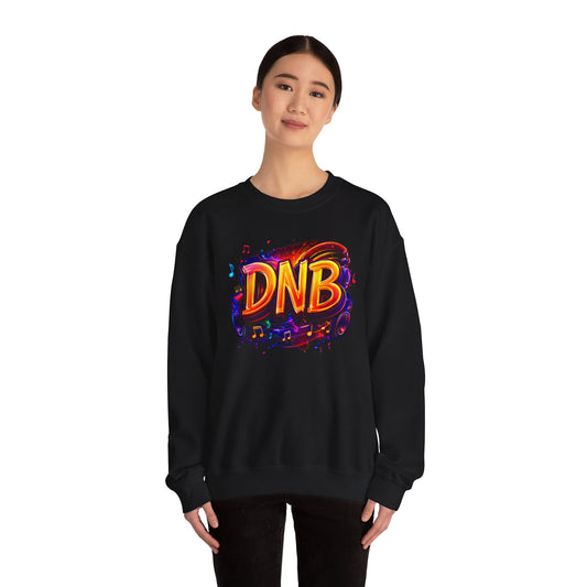 DNB Neon Frequency Crewneck Sweatshirt — Colorful Music Graffiti Design