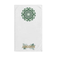 Botanical Mandala Hand Towel — Green Leaf Floral Design with “LIBCOSTA” Accent