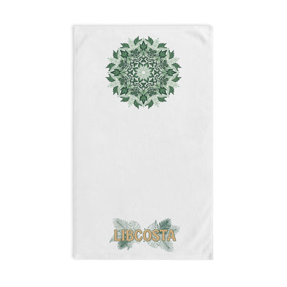 Botanical Mandala Hand Towel — Green Leaf Floral Design with “LIBCOSTA” Accent