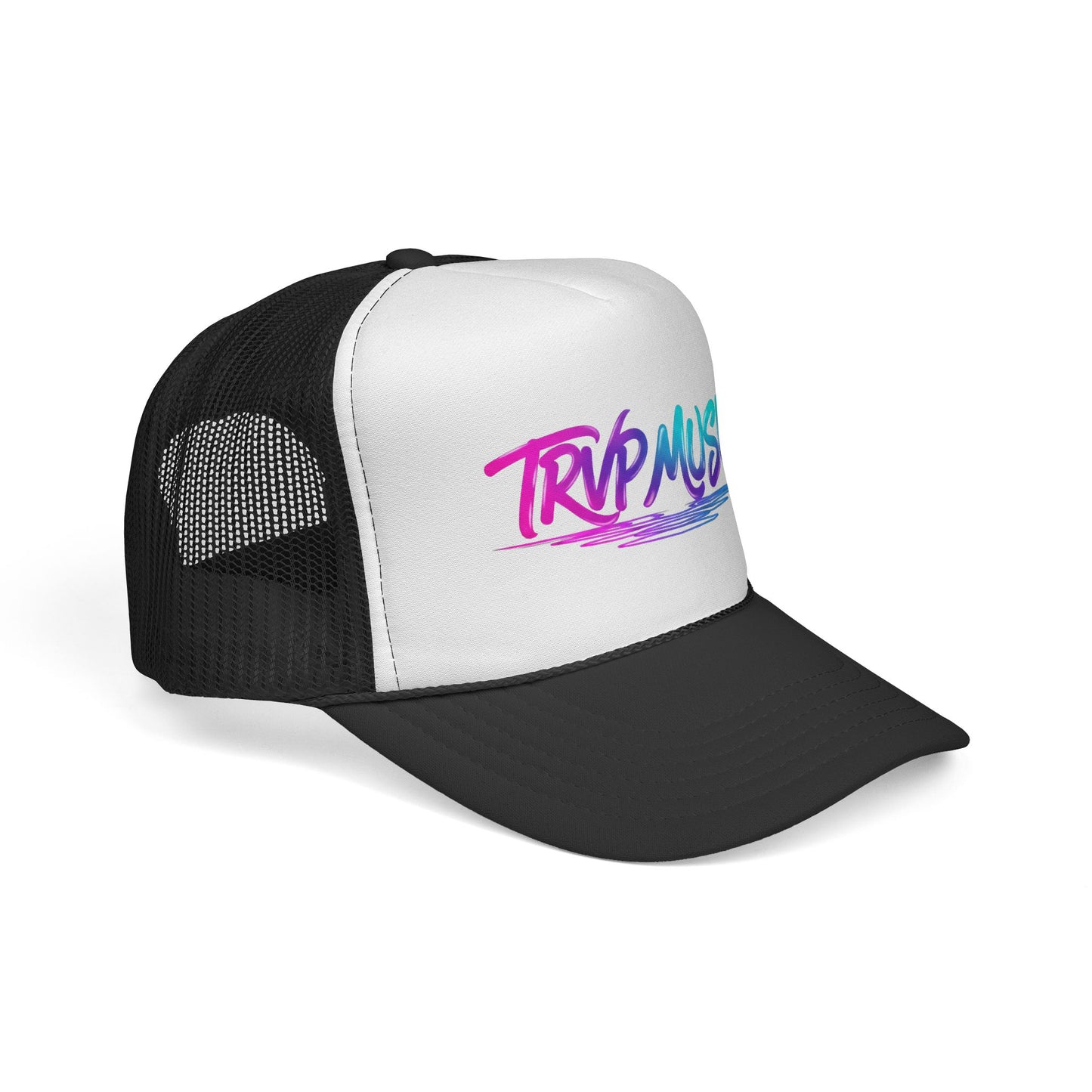 Trucker Cap — 'Trap Music' Retro Brush Logo Snapback